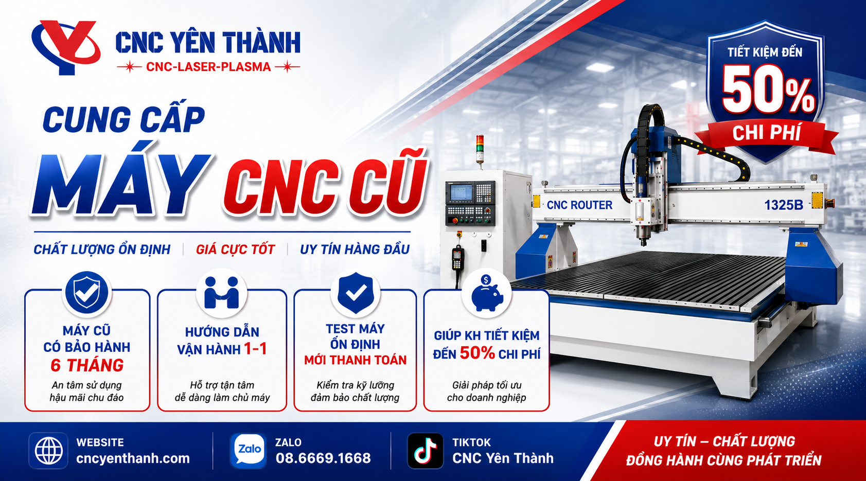 Địa chỉ bán máy CNC cũ có bảo hành dài hạn như máy mới
